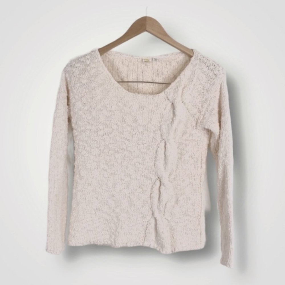 Anthropologie Knitted Cotton Cable Knit Pullover